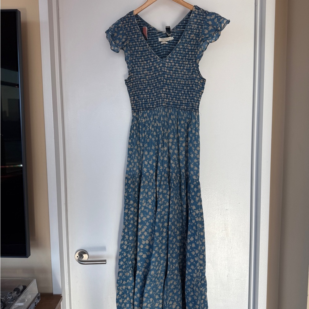 Christy Dawn Blue and Cream Floral Maxi Dress